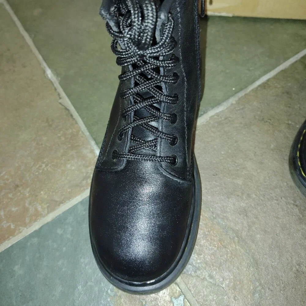 Dr. Martens Black Soft Leather Lace Up Zip Boot